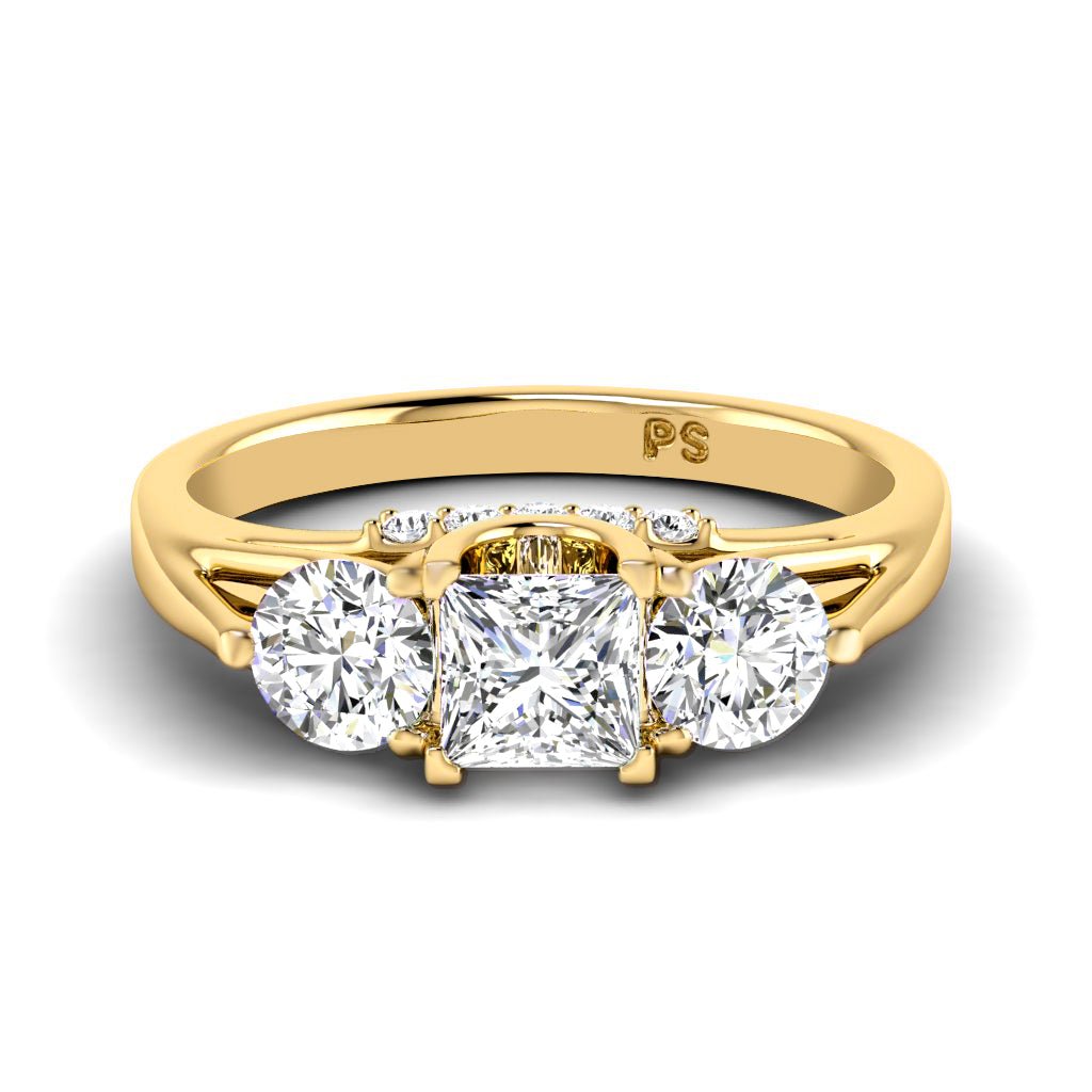 1.05-6.55 CT Princess & Round Cut Lab Grown Diamonds - Engagement Ring