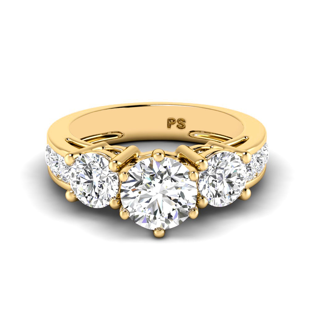 1.15-2.30 CT Princess & Round Cut Natural Diamonds - Engagement Ring