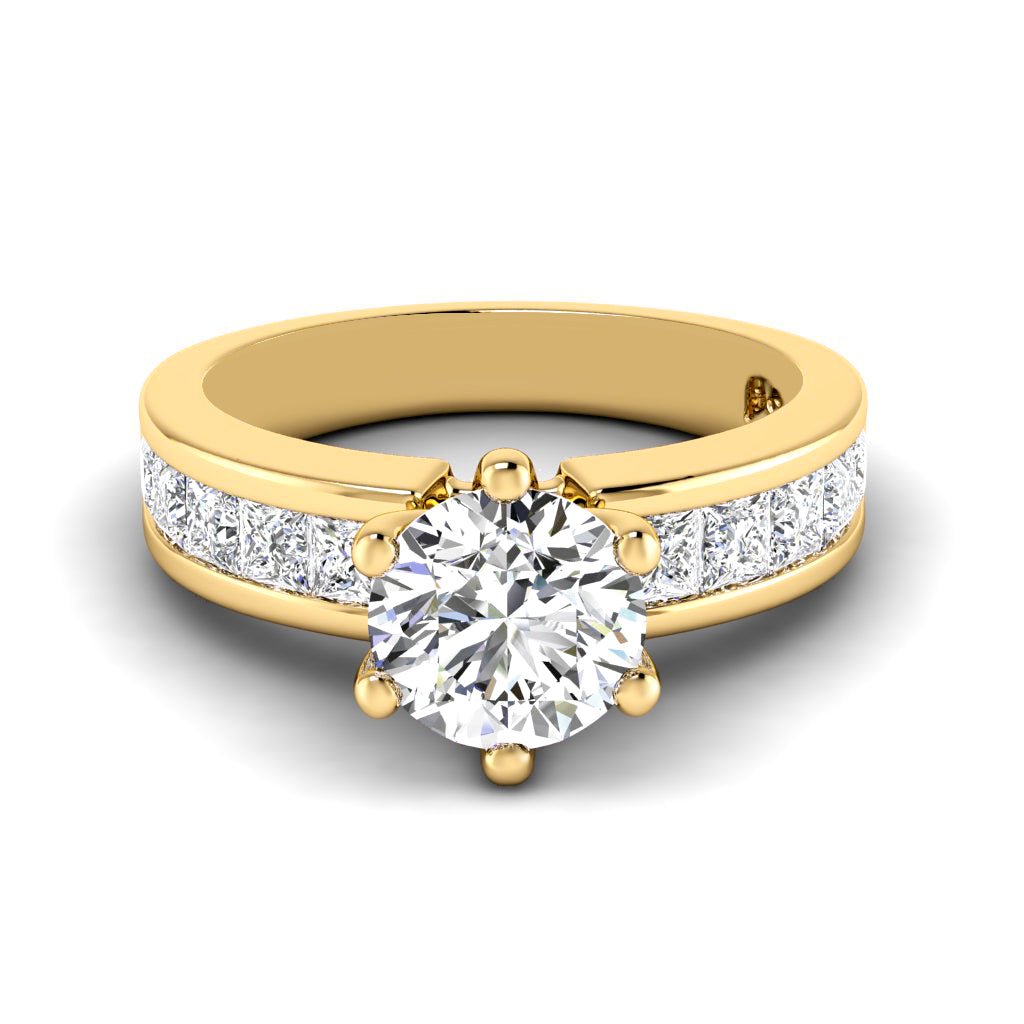 1.40-6.90 CT Princess & Round Cut Diamonds - Engagement Ring