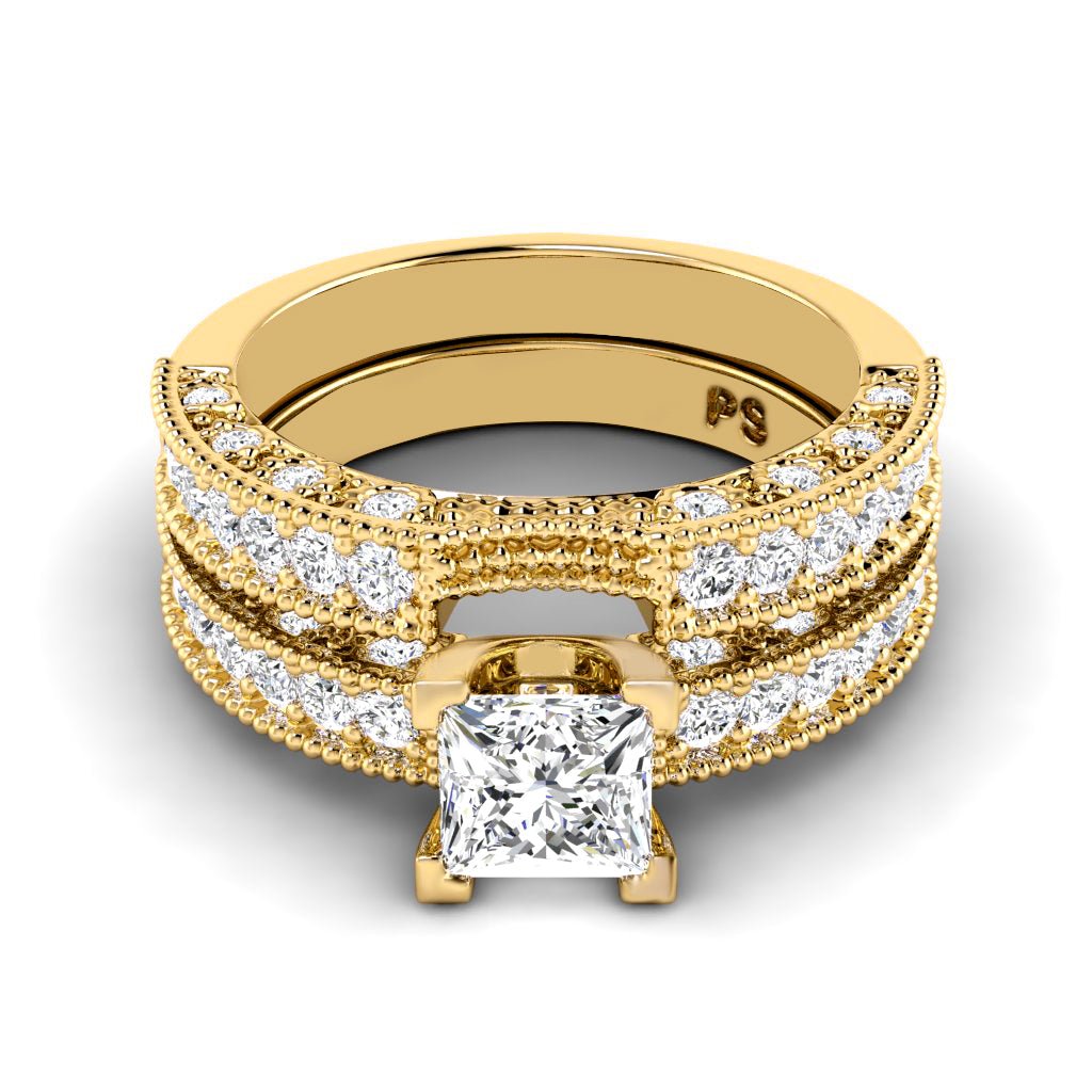 1.60 - 7.10 CT Princess & Round Cut Diamonds - Bridal Set - Primestyle.com