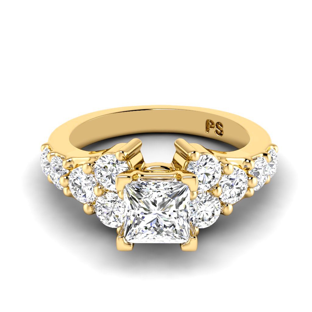 1.75 - 2.90 CT Princess & Round Cut Natural Diamonds - Engagement Ring - Primestyle.com