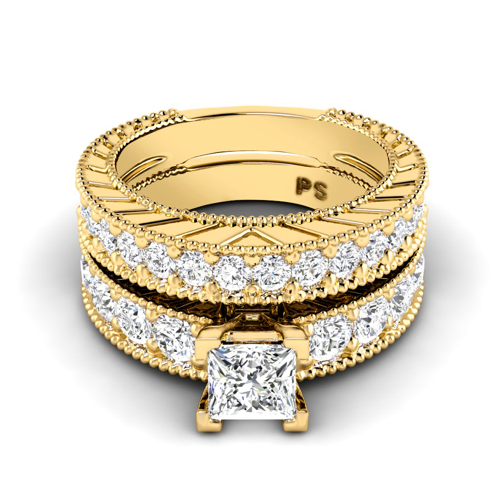 1.80-2.95 CT Princess & Round Cut Natural Diamonds - Bridal Set