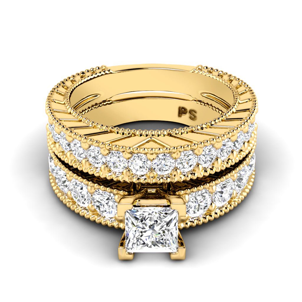 1.80 - 2.95 CT Princess & Round Cut Natural Diamonds - Bridal Set - Primestyle.com