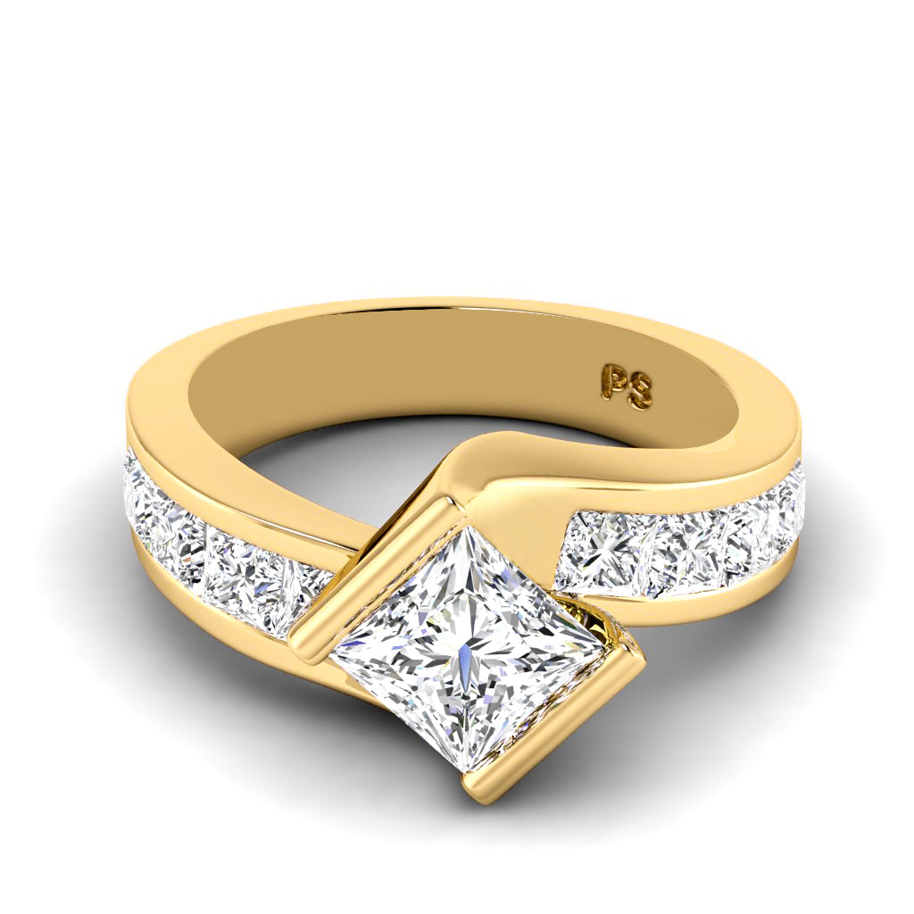 1.95-3.10 CT Princess Cut Natural Diamonds - Engagement Ring