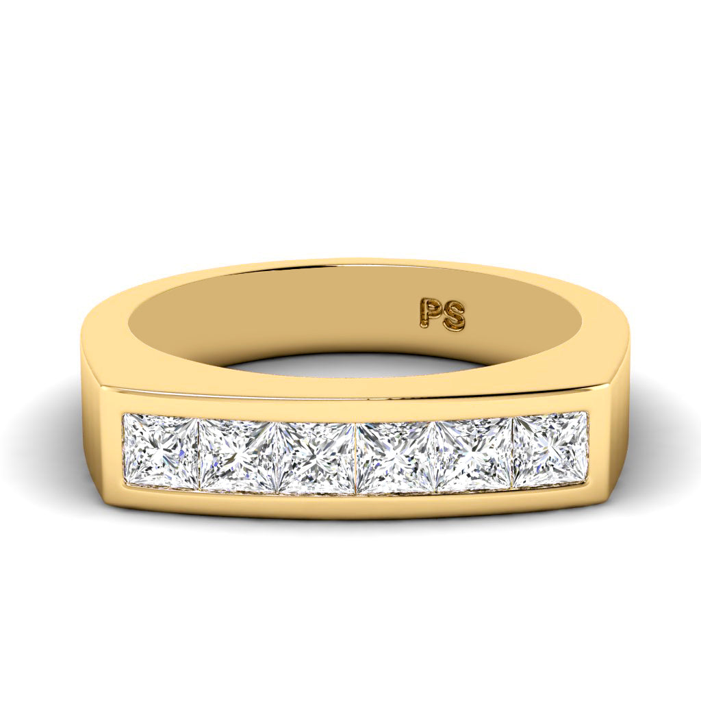 1.00 CT Princess Cut Lab Grown Diamonds - Mens Wedding Band