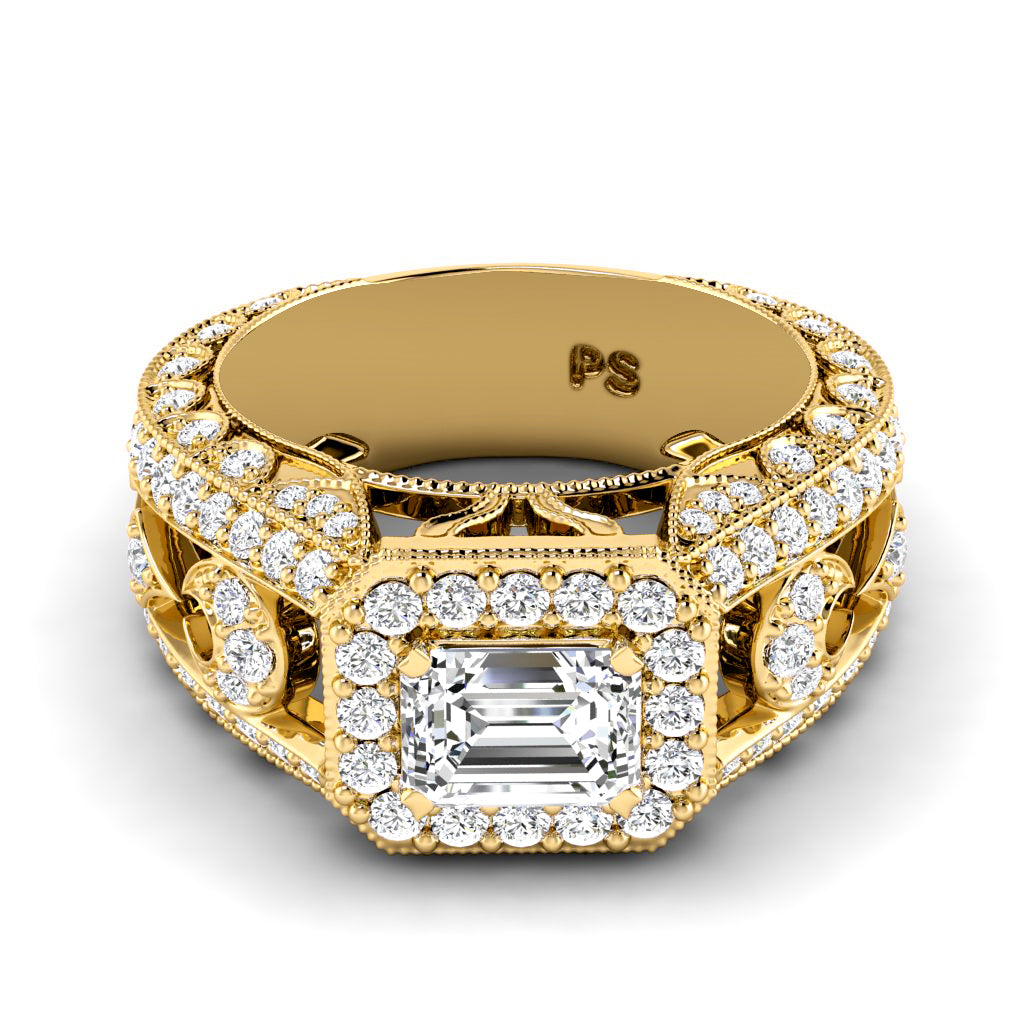 1.30-2.45 CT Emerald & Round Cut Natural Diamonds - Engagement Ring