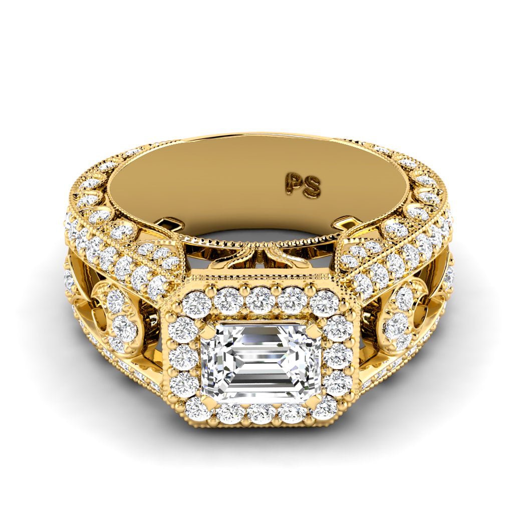 1.30-2.45 CT Emerald & Round Cut Natural Diamonds - Engagement Ring