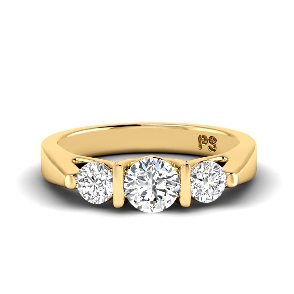 0.85-6.35 CT Round Cut Diamonds - Three Stone Rings