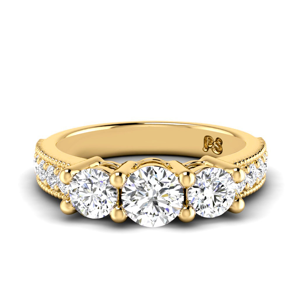 1.30 CT Round Cut Lab Grown Diamonds - Three Stone Ring