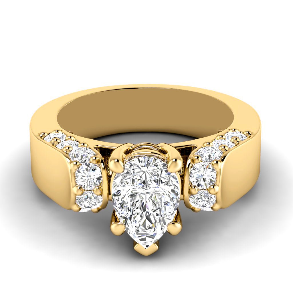 1.00 - 2.15 CT Pear & Round Cut Natural Diamonds - Engagement Ring - Primestyle.com