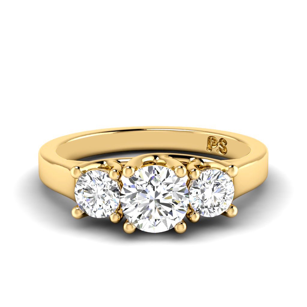 0.90 CT Round Cut Natural Diamonds - Three Stone Rings - Primestyle.com