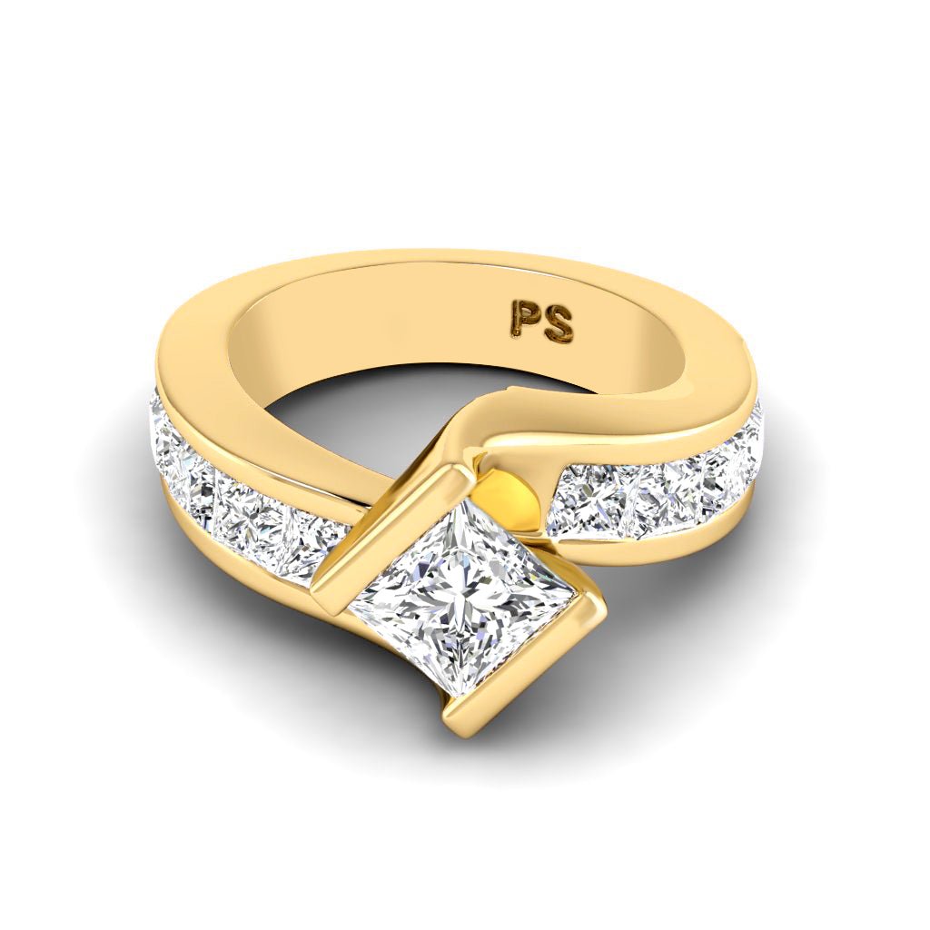 2.15-3.30 CT Princess Cut Natural Diamonds - Engagement Ring