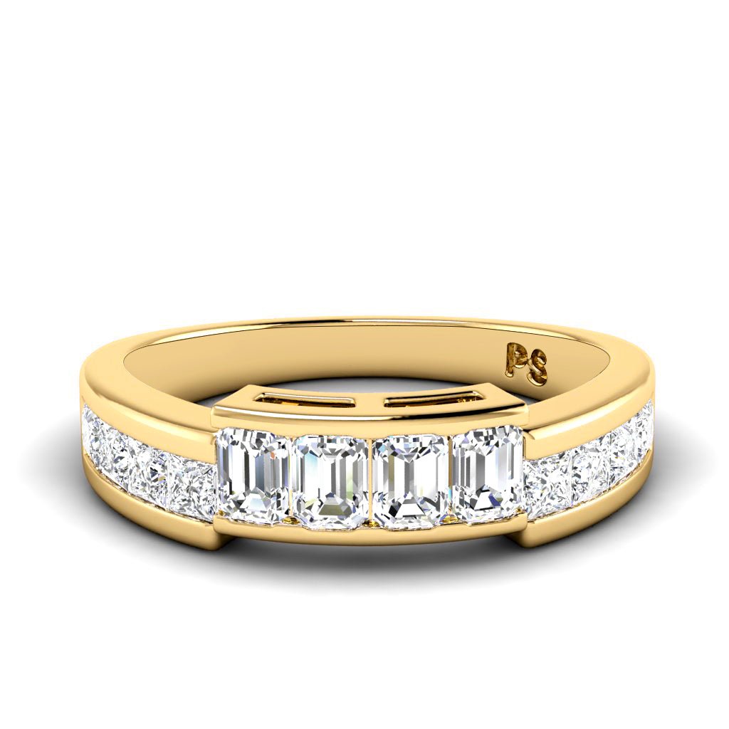 1.40 CT Emerald & Princess Cut Natural Diamonds - Wedding Band - Primestyle.com