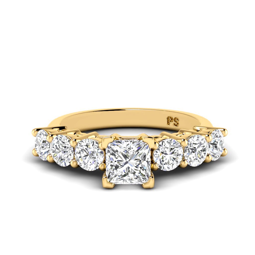 1.95-3.10 CT Princess & Round Cut Natural Diamonds - Engagement Ring