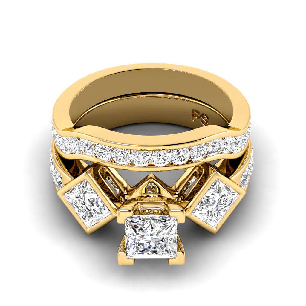 2.15-4.65 CT Round & Princess Cut Lab Grown Diamonds - Bridal Set