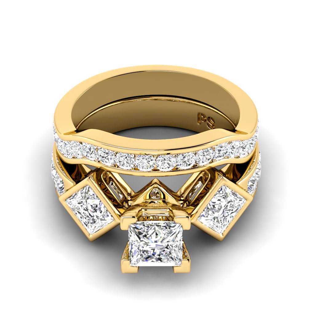 2.15 - 7.65 CT Princess & Round Cut Diamonds - Bridal Set - Primestyle.com