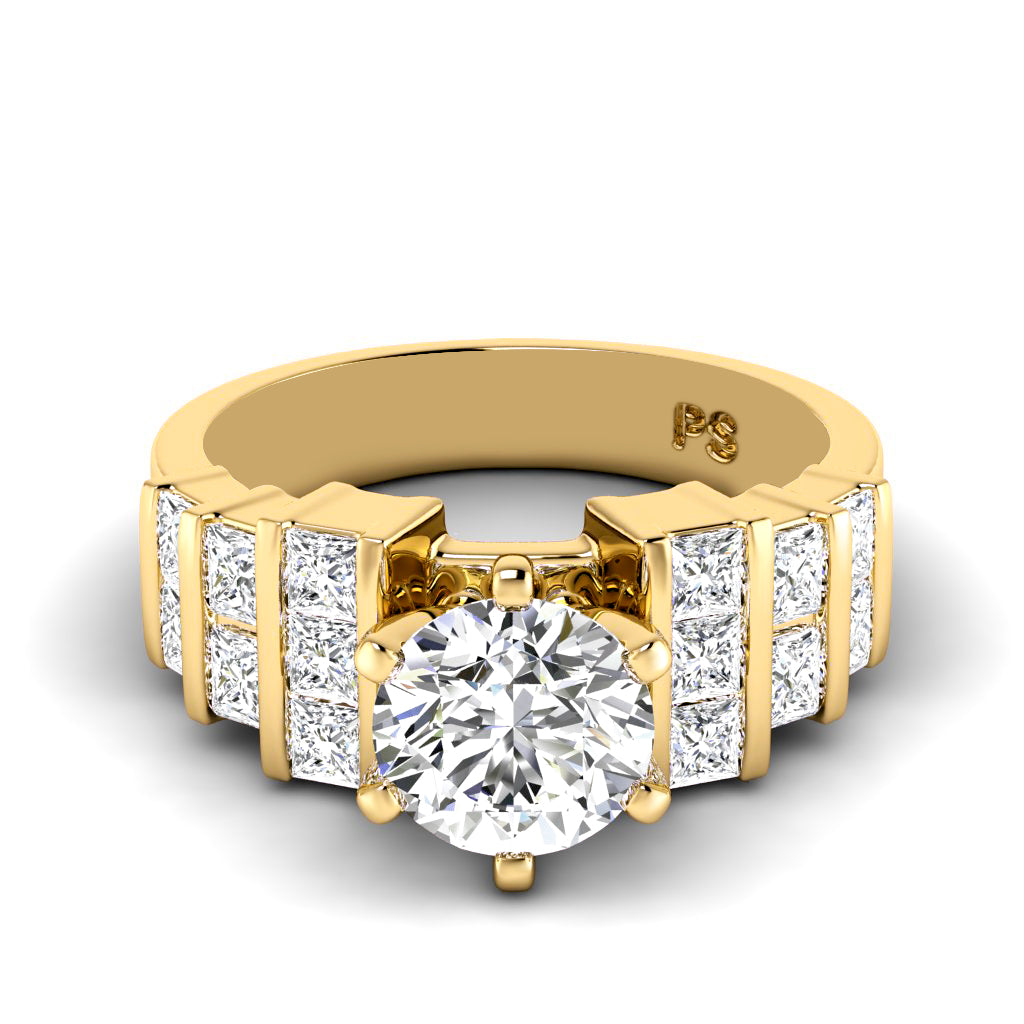 1.55-2.70 CT Princess & Round Cut Natural Diamonds - Engagement Ring