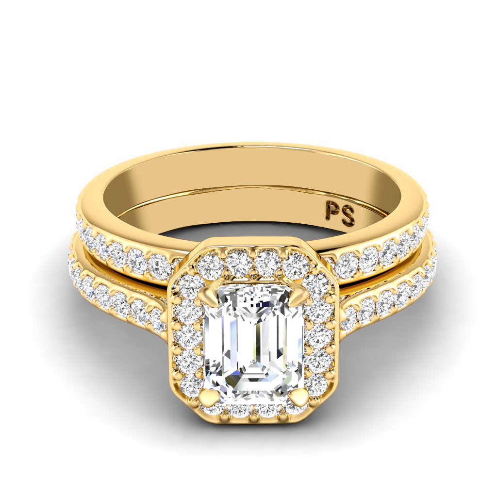 0.90-2.05 CT Round & Emerald Cut Diamonds - Bridal Set