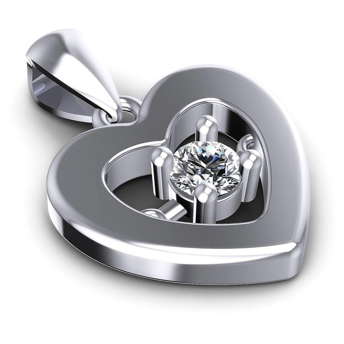 0.10 CT Round Cut Diamonds - Heart Pendant - Primestyle.com