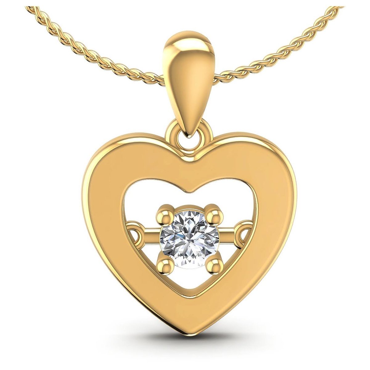 0.10 CT Round Cut Diamonds - Heart Pendant - Primestyle.com