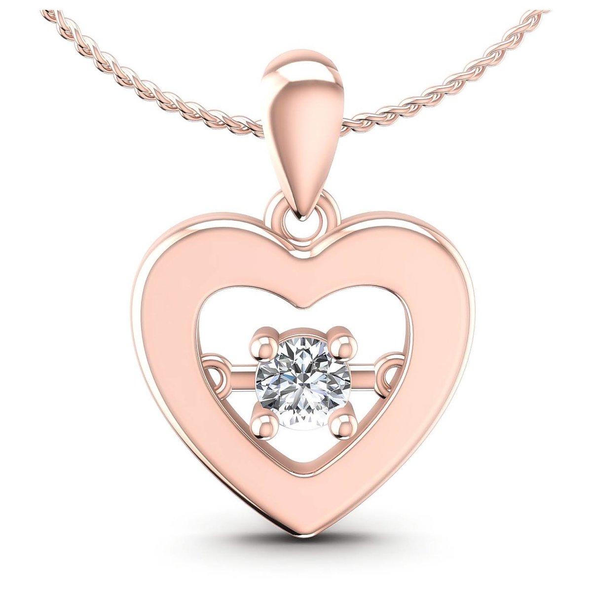 0.10 CT Round Cut Diamonds - Heart Pendant - Primestyle.com