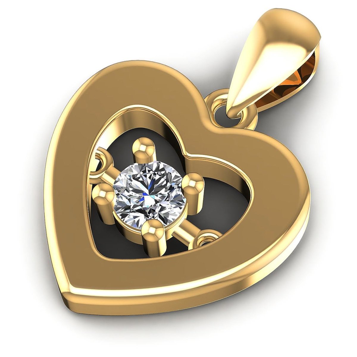 0.10 CT Round Cut Diamonds - Heart Pendant - Primestyle.com