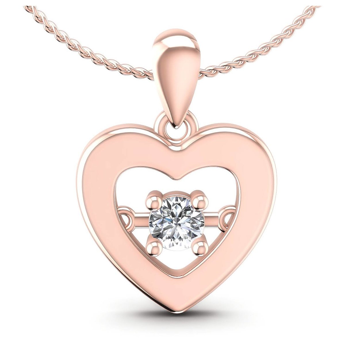 0.10 CT Round Cut Natural Diamonds - Heart Pendants
