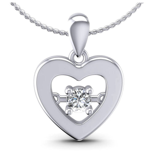 0.10 CT Round Cut Diamonds - Heart Pendant in Silver - Primestyle.com