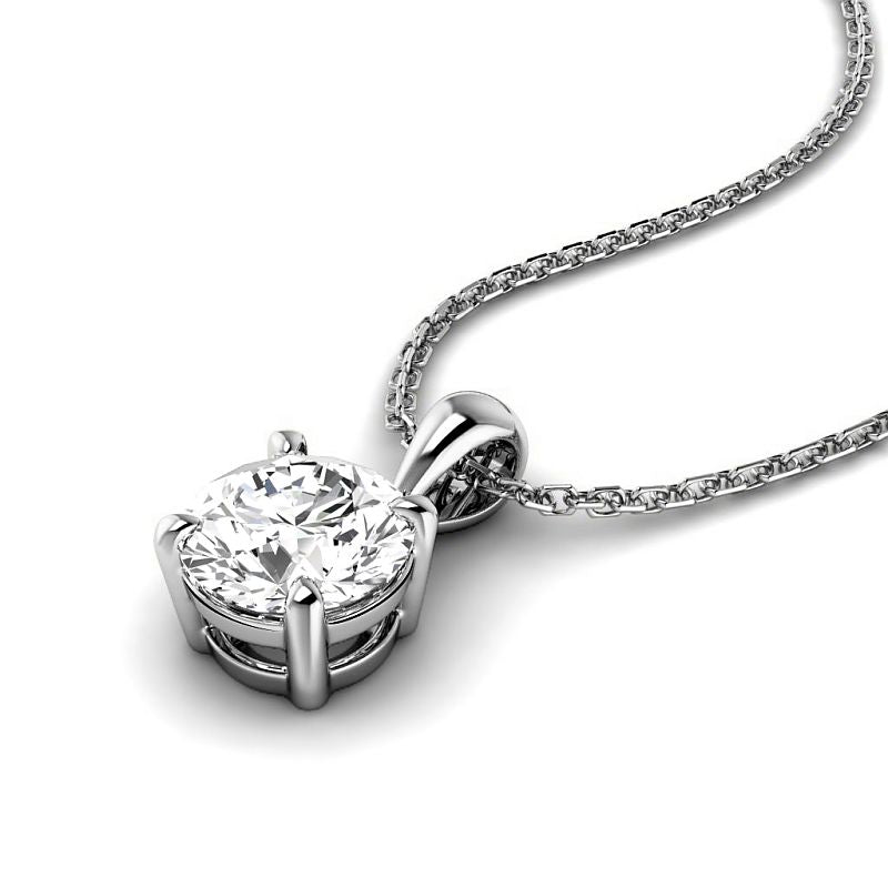 0.15 CT Round Cut Lab Grown Diamonds - Solitaire Pendant in Silver - Primestyle.com