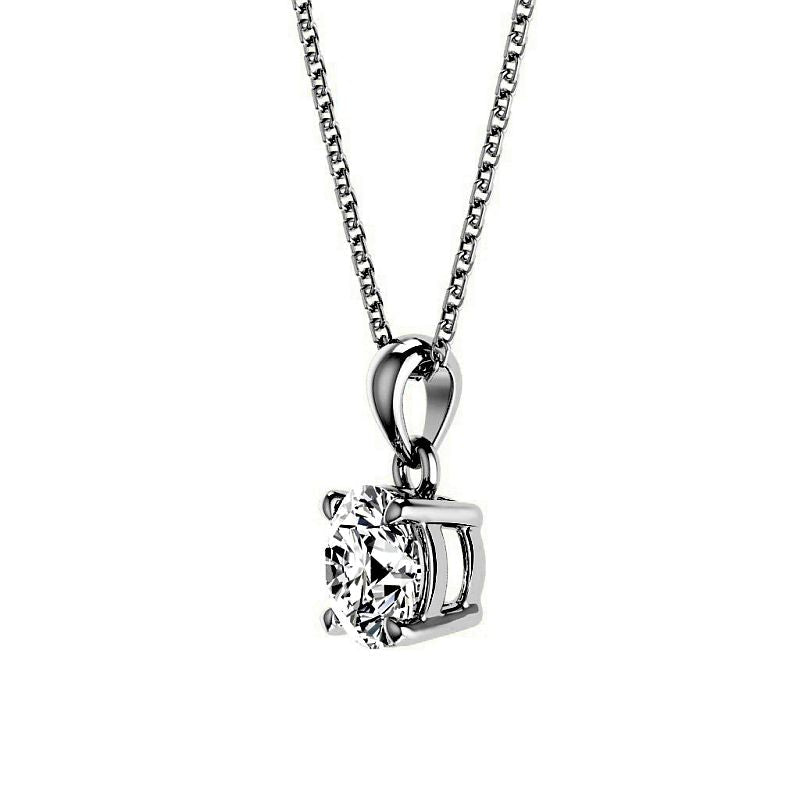 0.15 CT Round Cut Lab Grown Diamonds - Solitaire Pendant in Silver - Primestyle.com