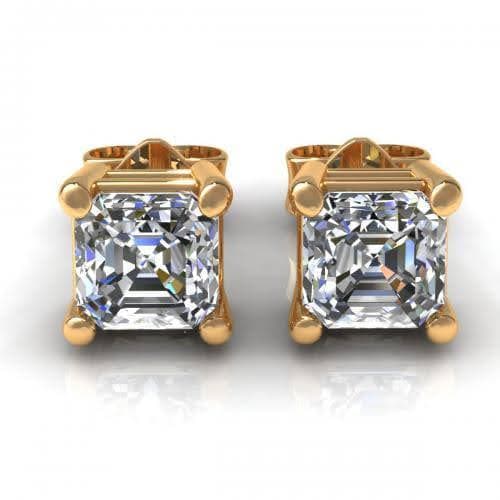 0.25-2.00 CT Ascher Cut Diamonds - Stud Earrings - Primestyle.com