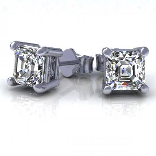 0.25-2.00 CT Ascher Cut Diamonds - Stud Earrings - Primestyle.com