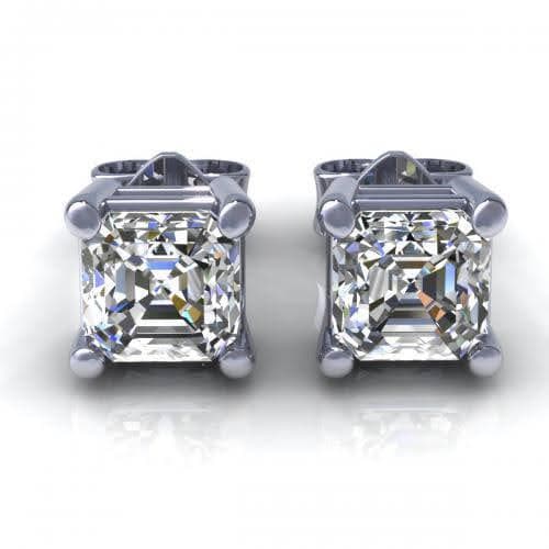 0.25-2.00 CT Ascher Cut Diamonds - Stud Earrings - Primestyle.com