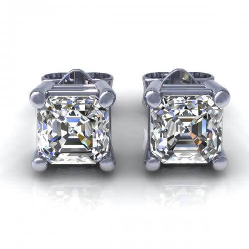0.25-2.00 CT Ascher Cut Natural Diamonds - Stud Earrings