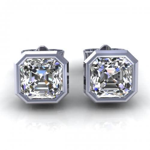 0.25-2.00 CT Ascher Cut Diamonds - Stud Earrings - Primestyle.com