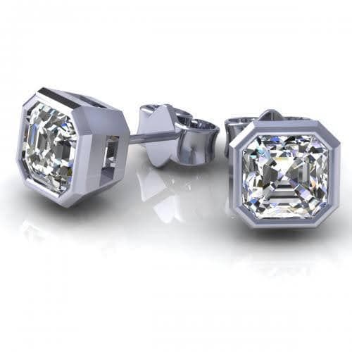 0.25-2.00 CT Ascher Cut Diamonds - Stud Earrings - Primestyle.com