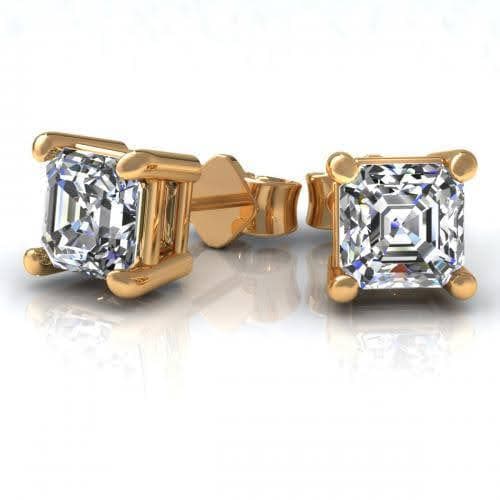 0.25 - 2.00 CT Ascher Cut Natural Diamonds - Stud Earrings - Primestyle.com