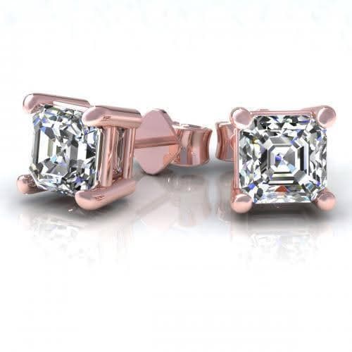 0.25-2.00 CT Ascher Cut Diamonds - Stud Earrings - Primestyle.com