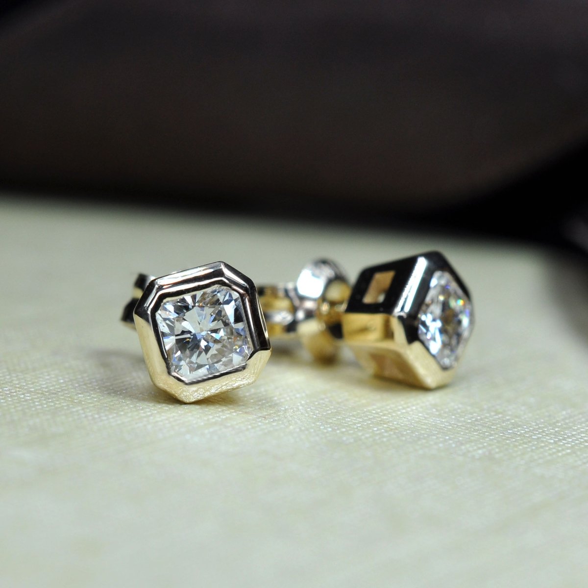 0.25-2.00 CT Ascher Cut Diamonds - Stud Earrings - Primestyle.com