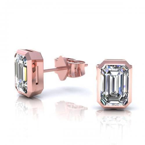 0.25-2.00 CT Emerald Cut Diamonds - Stud Earrings - Primestyle.com