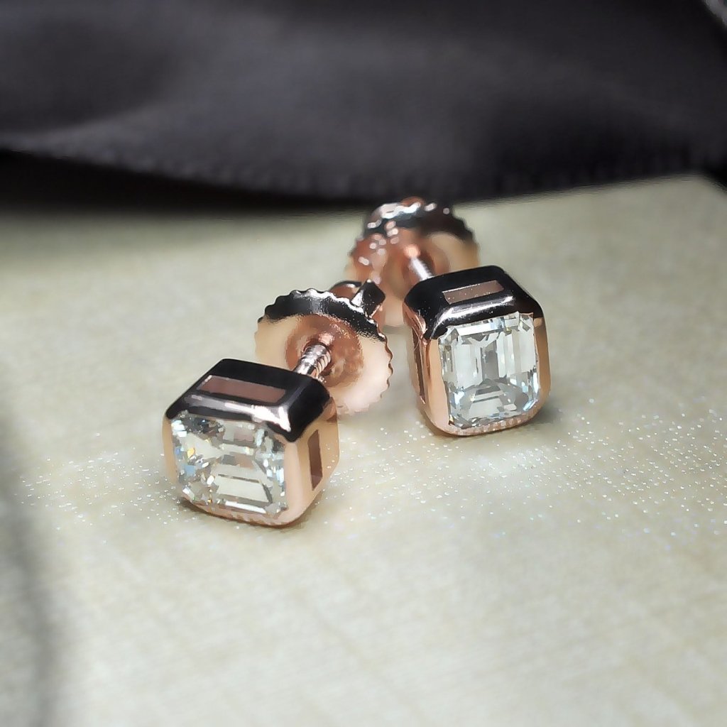 0.25 - 2.00 CT Emerald Cut Natural Diamonds - Stud Earrings - Primestyle.com