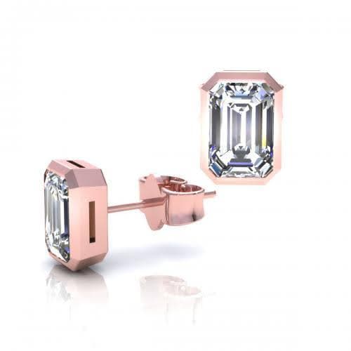 0.25-2.00 CT Emerald Cut Diamonds - Stud Earrings - Primestyle.com