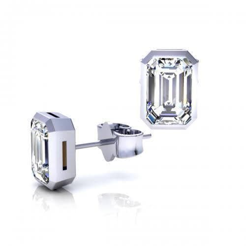 0.25-2.00 CT Emerald Cut Diamonds - Stud Earrings - Primestyle.com