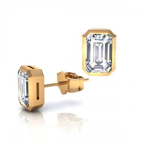 0.25-2.00 CT Emerald Cut Diamonds - Stud Earrings - Primestyle.com