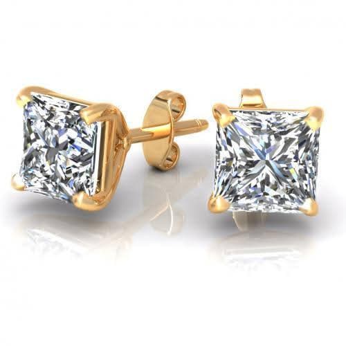 0.25-2.00 CT Princess Cut Diamonds - Stud Earrings - Primestyle.com