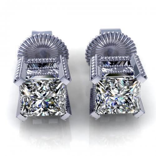 0.25-2.00 CT Princess Cut Diamonds - Stud Earrings