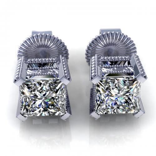 0.25-2.00 CT Princess Cut Diamonds - Stud Earrings - Primestyle.com