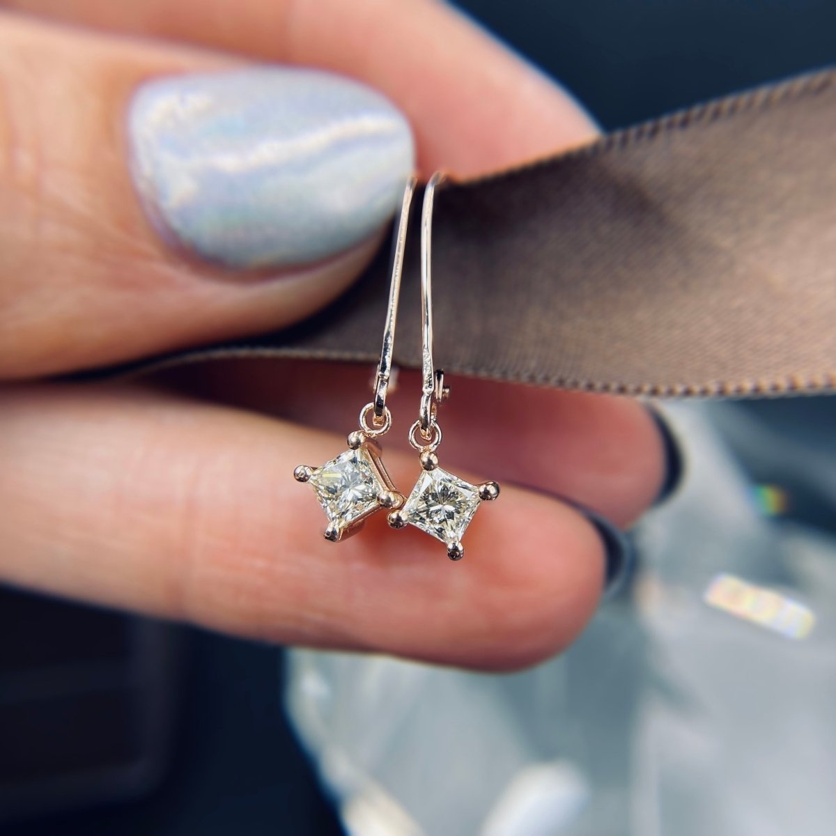 0.25-2.00 CT Princess Cut Natural Diamonds - Stud Earrings