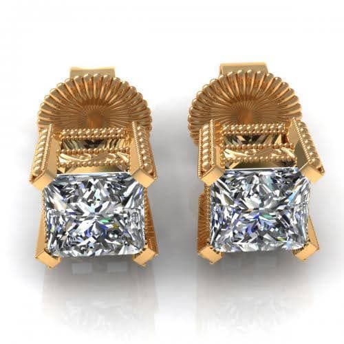 0.25-2.00 CT Princess Cut Natural Diamonds - Stud Earrings