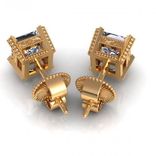 0.25-2.00 CT Princess Cut Diamonds - Stud Earrings